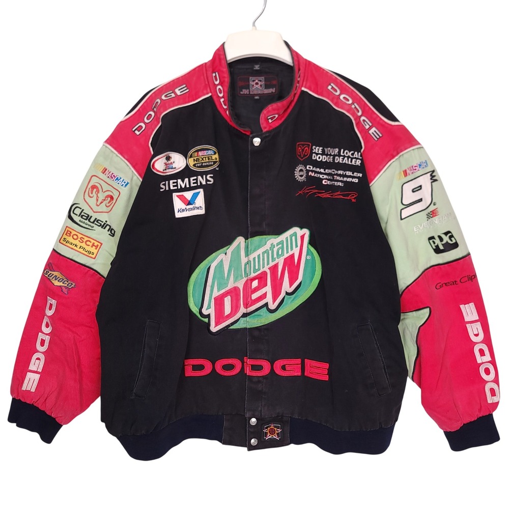 Vintage Kasey Kahne Mountain Dew NASCAR Racing Jacket JH Designs Size 3XL Y2K